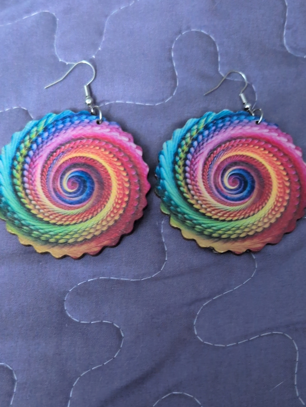 Colorful Spiral Rainbow Drop Earrings - Women Jewelry